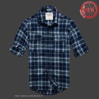 heren abercrombie fitch plaid lang overhemd donkerblauw wit Nieuwe Online i8y63221